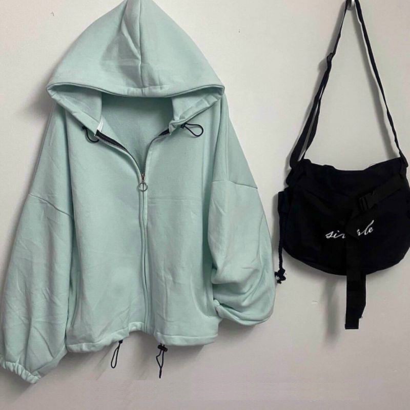 Áo khoác hoodie zip trơn nỉ nữ có dây kéo như hình KNT01 | BigBuy360 - bigbuy360.vn