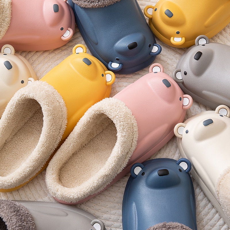 Dép đi trong nhà/ ngoài trời làm từ cotton EVA chống trượt không thấm nước dễ thương cho người lớn AYUER