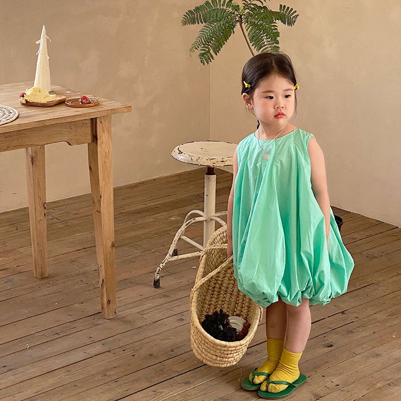 Đầm Công Chúa Không Tay Phong Cách Phương Tây Ngọt Ngào Thời Trang Mùa Hè Cho Bé Gái