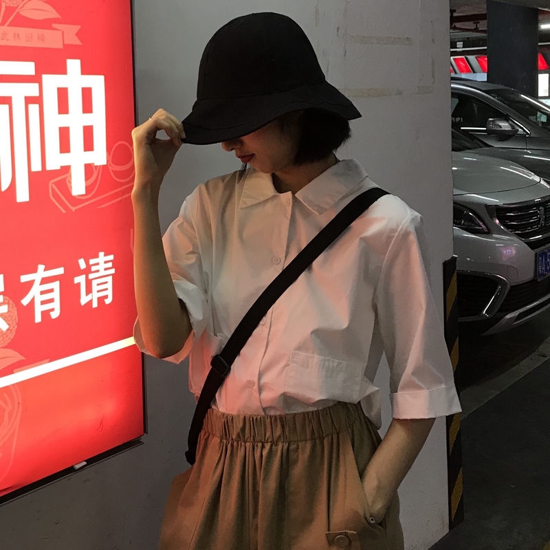 Áo sơ mi cơ bản 166362Áo Cardigan tay ngắn cổ POLO phong cách đại học | BigBuy360 - bigbuy360.vn