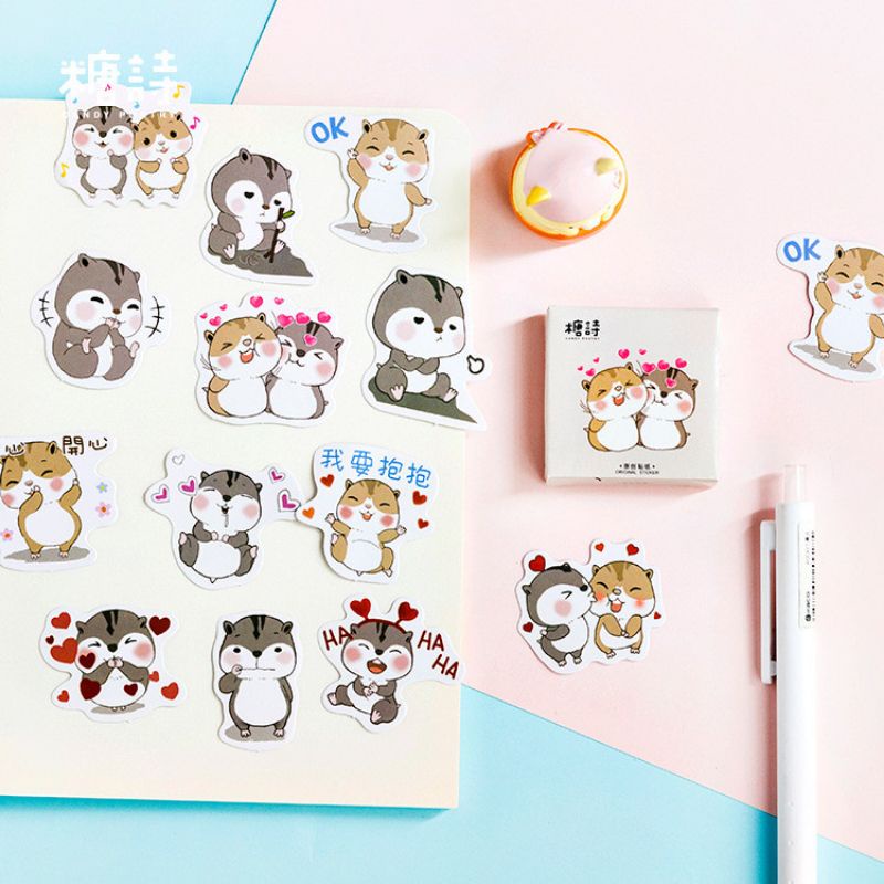 Hộp 45 hình dán sticker hình bé sóc trang trí sổ M790