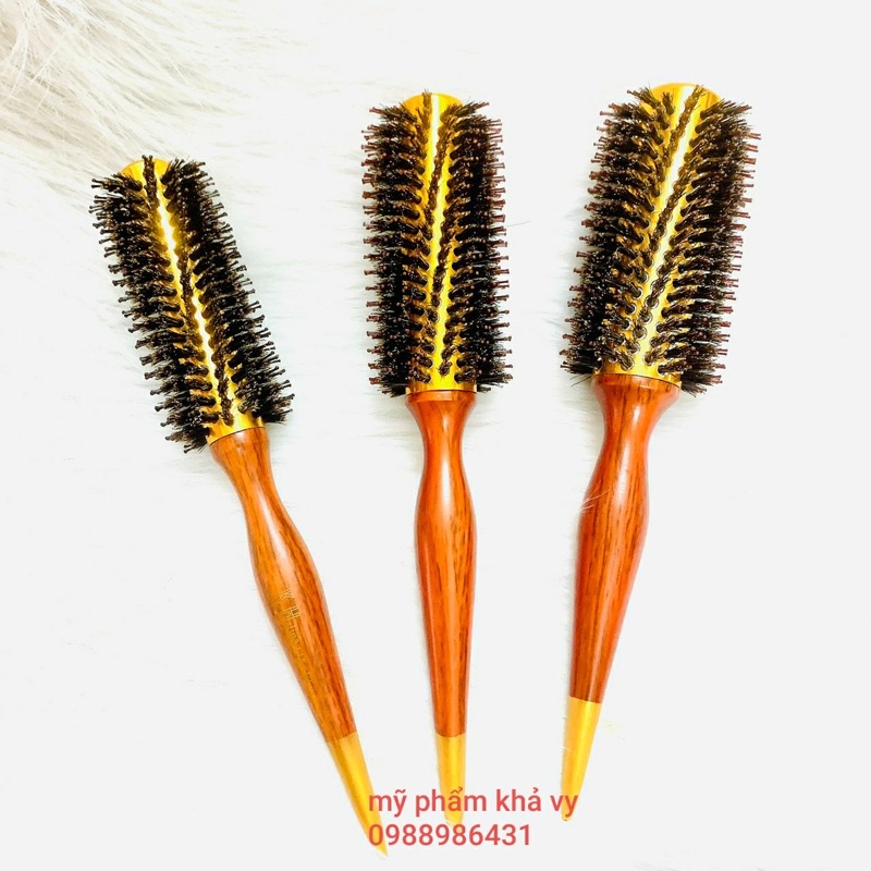 Lược Gỗ Tròn Tráng Nhôm Sấy Tóc Xoăn Tạo Kiểu Aluminum Round Brush 3 size