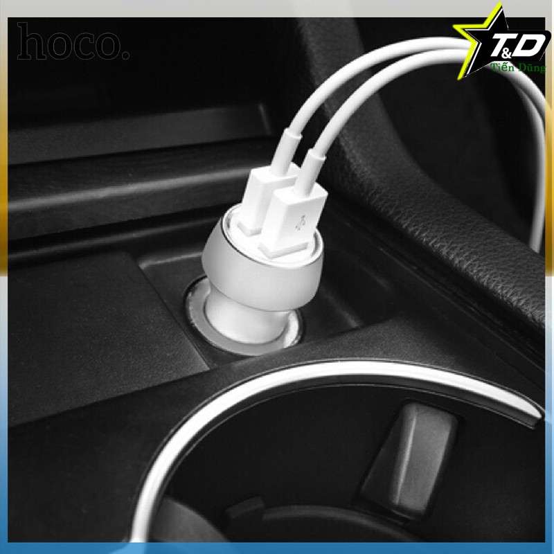 Tẩu sạc xe hơi ô tô hoco z7 ra 2 cổng USB dòng điện max 2.4A