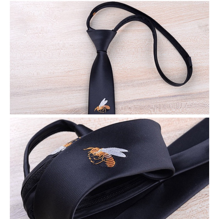 Cà vạt Nam bản nhỏ 5cm thắt sẵn có hình thêu thời trang cao cấp, cravat phong cách Hàn Quốc, Cavat dự tiệc