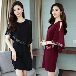 Đầm dự tiệc hai lớp xẻ tà D7231