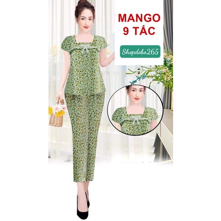 Đồ bộ nữ,đồ ngủ mặc nhà lửng 9 tấc vải lụa mango cao cấp BL 57 họa tiết hoa nhí siêu cưng size 45-65kg.