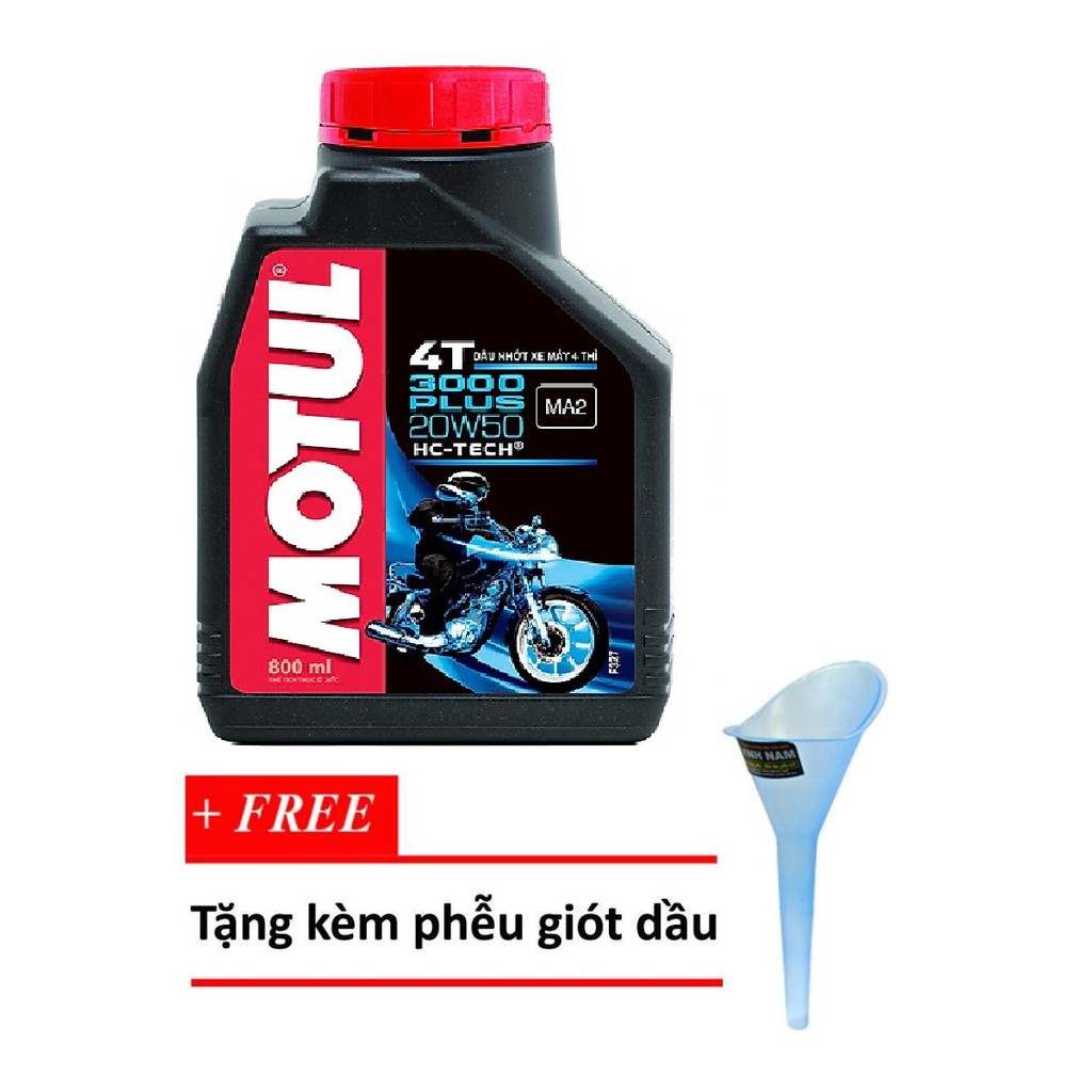 [Tặng phuể giót nhớt] - Nhớt xe số Motul 3000 Plus 20W50 800ml Chính Hãng Motul