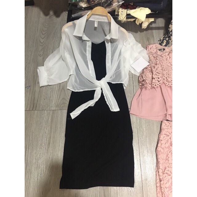 Áo Sơ Mi Voan Mỏng Buộc Eo LN15