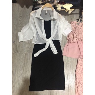 Áo Sơ Mi Voan Mỏng Buộc Eo LN15 HH02