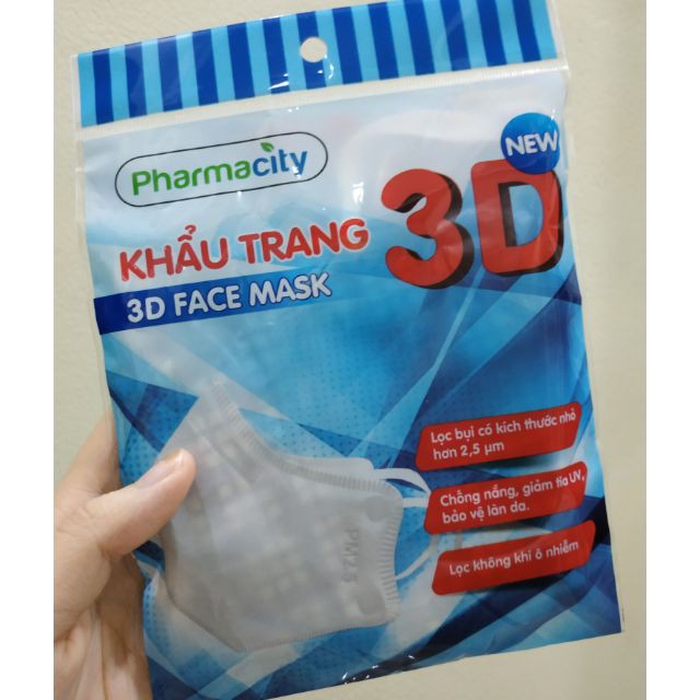 Khẩu trang 3D chất lượng cao Pharmacity (5 cái/gói)