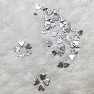 Gói 12 hạt trái tim bạc ủi nhiệt dễ thương sticker nhôm đính kết trang phục giày dép