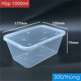 Hộp chữ nhật microwave 1000ml + nắp trong đựng cơm, bánh, rau củ, thực phẩm v.v.. - fides