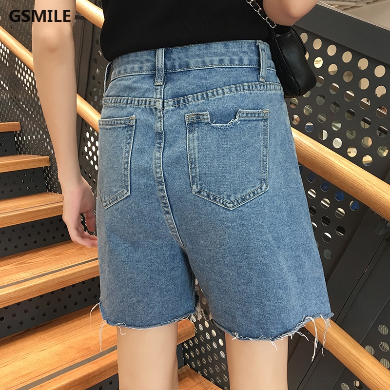 Quần short denim ống rộng phong cách Hàn Quốc dành cho nữ size lớn