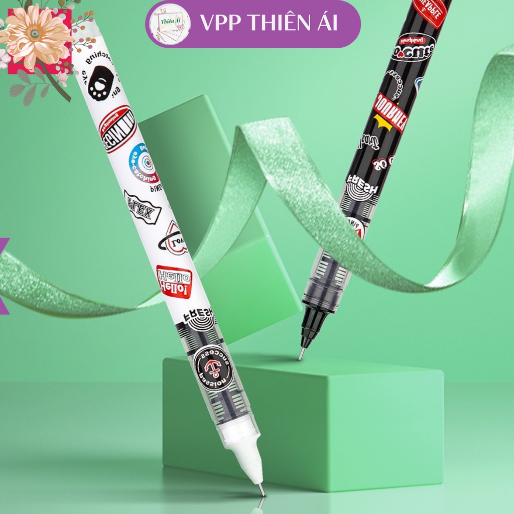 Bút bi nước Deli - 0.5mm - Vỏ Đen/Trắng - 1 chiếc màu ngẫu nhiên - VPP THIÊN ÁI