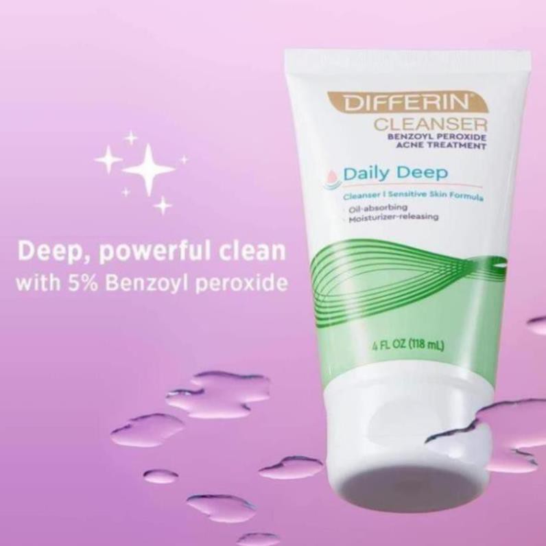 (NHẬP KHẨU CANADA) Sữa rửa mặt giảm mụn dành cho da nhạy cảm Differin Daily Deep Cleanser Benzoyl Peroxide  5%  118mL | BigBuy360 - bigbuy360.vn
