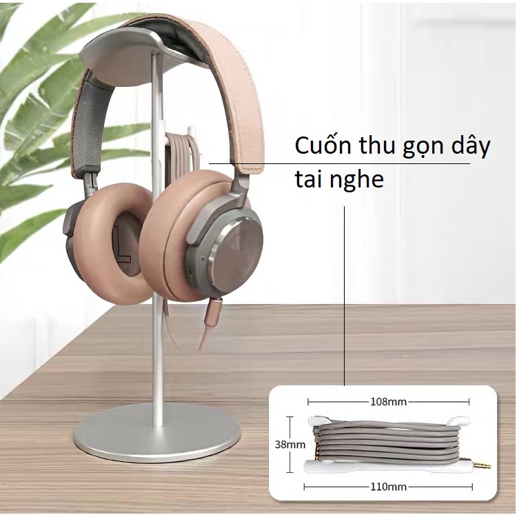 Phụ kiện cuộn, thu gọn dây tai nghe gắn thân giá treo tai nghe chụp tai Vu Studio
