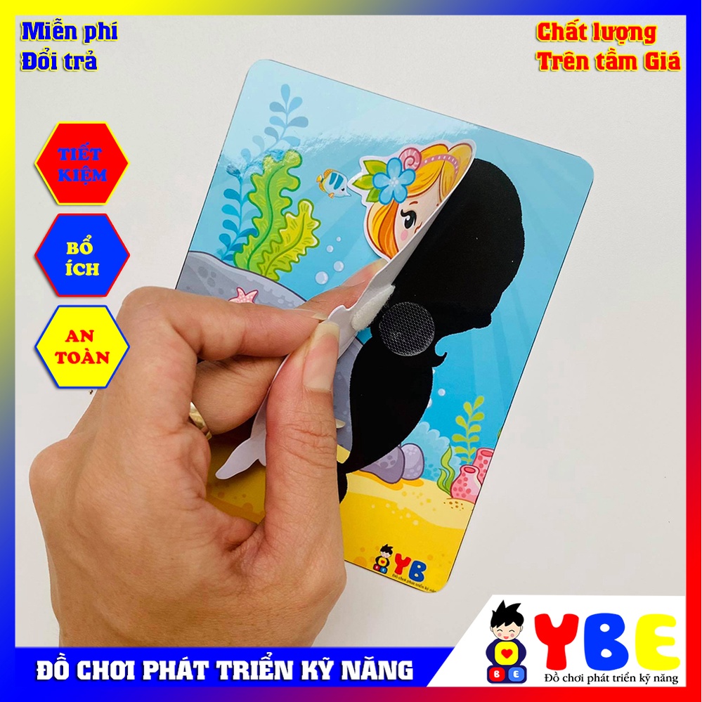 Bộ trò chơi học liệu bóc dán hình Nàng tiên cá vừa chơi vừa học Đồ chơi phát triển kỹ năng dụng cụ giáo dục Montessori