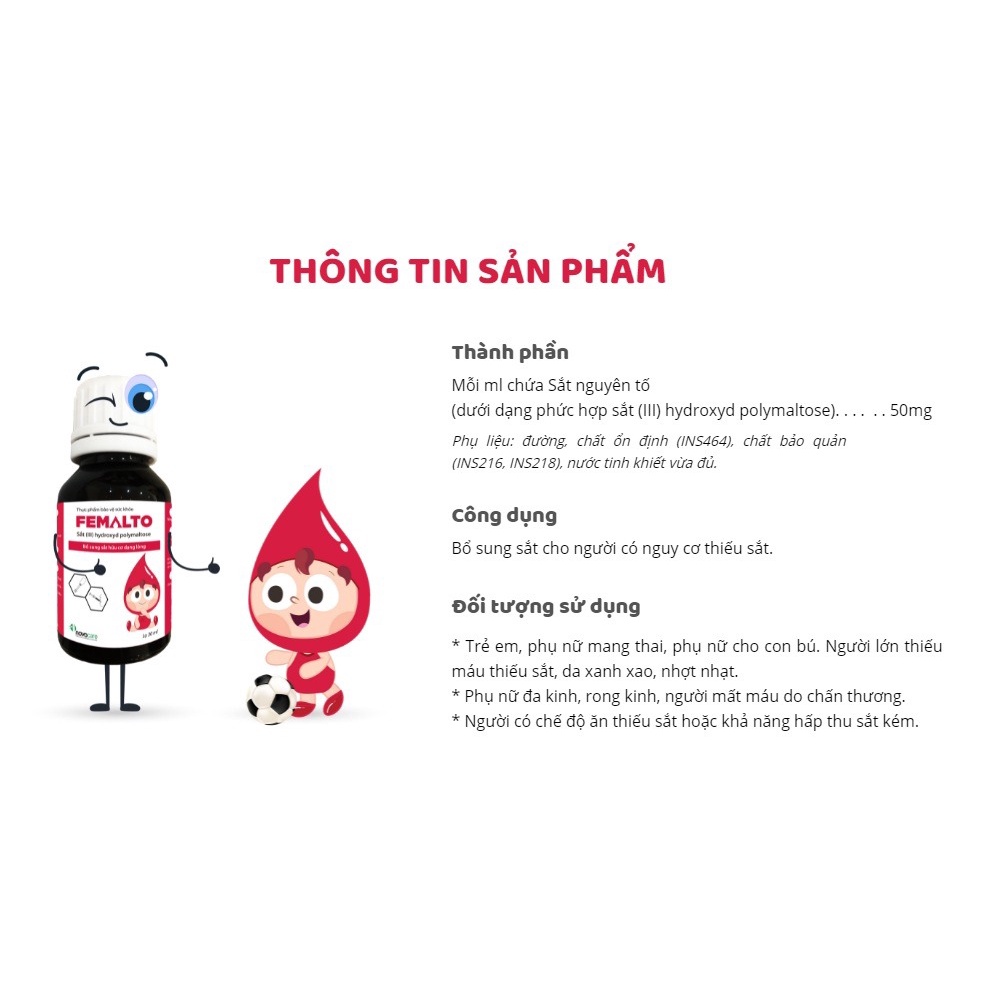 Femalto - Bổ sung Sắt cho Trẻ em, bà Bầu và người thiếu Sắt