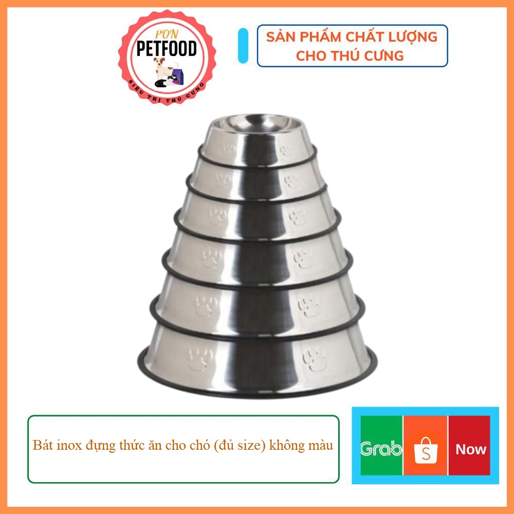 Bát inox đựng thức ăn cho chó (đủ size) không màu