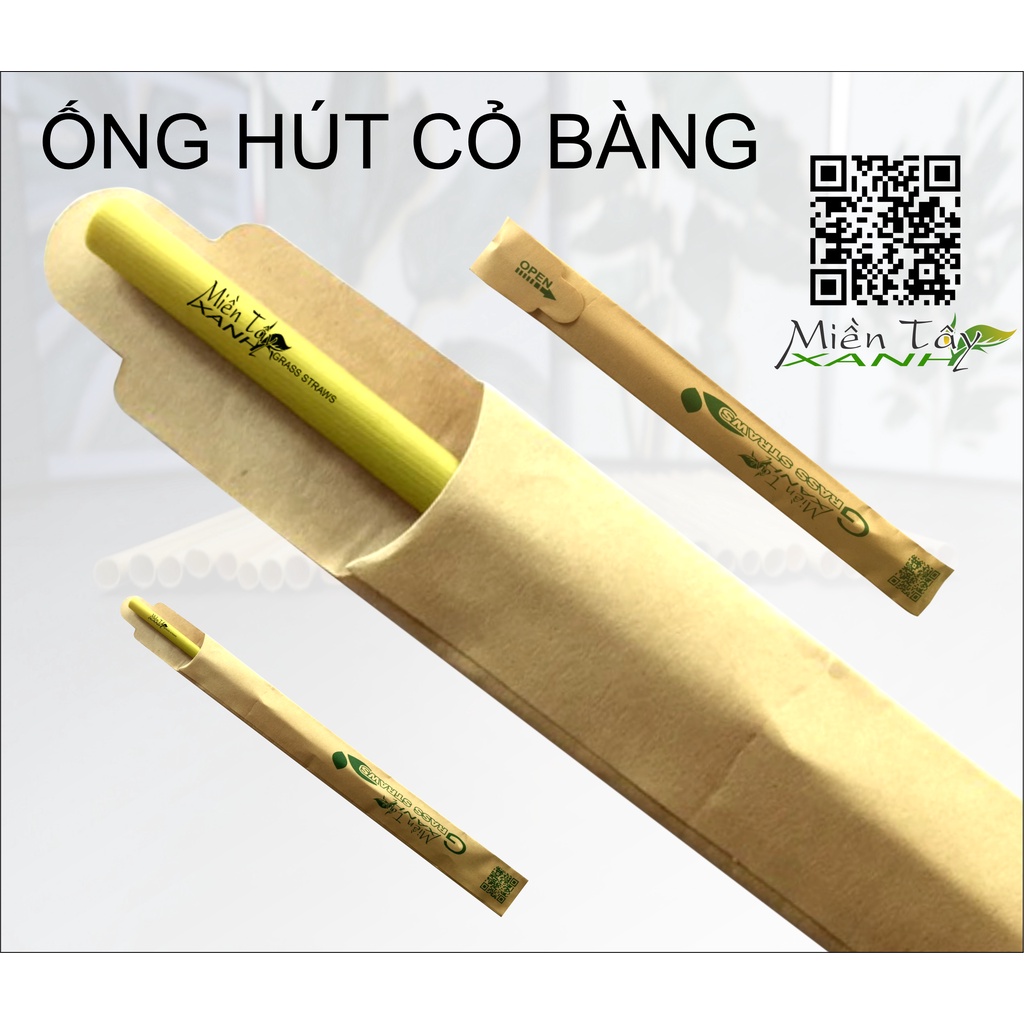 10 ống hút cỏ bàng đóng gói từng ống