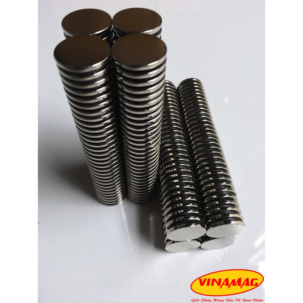 10 Viên Nam Châm Trắng Ø 20x2mm, Nam Châm Đất Hiếm Lực Từ Cực Mạnh