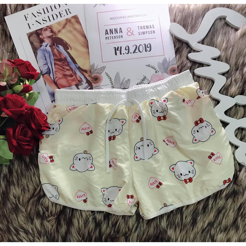 Quần đùi nữ lụa mịn, quần shorts mặc nhà, đi chơi, đi bơi 58kg đổ lại mặc vừa QD01 | BigBuy360 - bigbuy360.vn