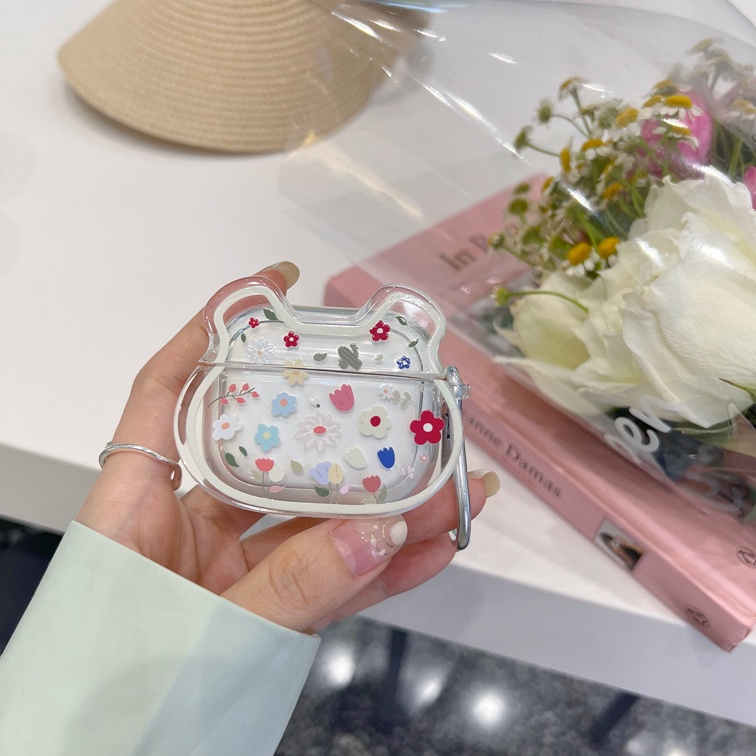 Vỏ Bảo Vệ Hộp Sạc Tai Nghe Bluetooth airpods 1/2 pro Bằng tpu Mềm Họa Tiết Hoạt Hình Gấu/Hoa Nhiều Màu Dễ Thương