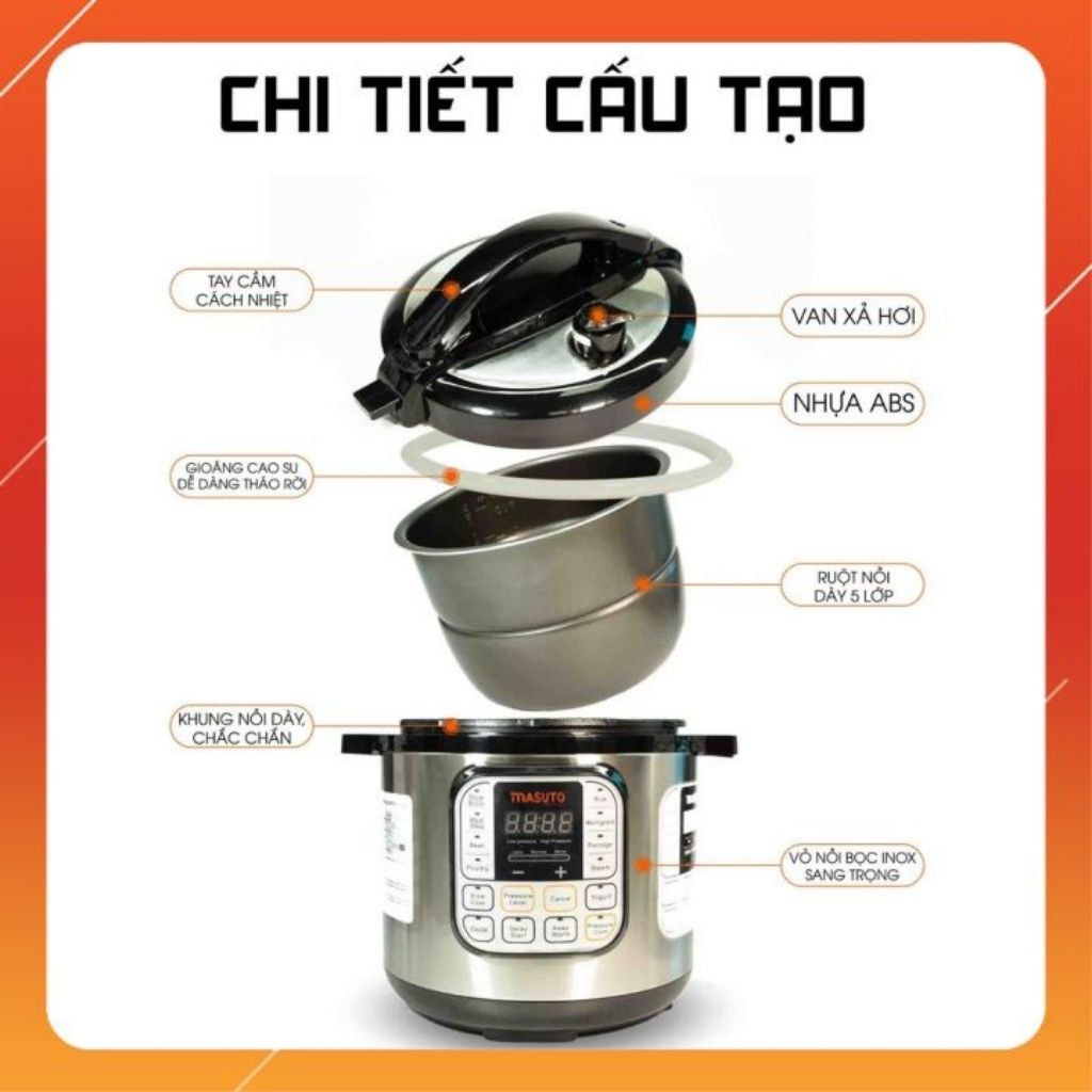 Nồi áp suất điện đa năng GOLDSUN CD4701 Thương hiệu VN Bảo hành 12 tháng