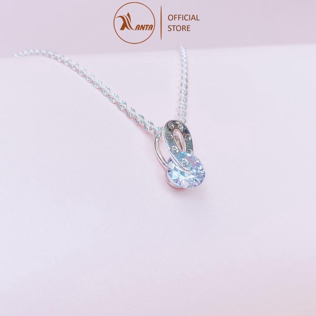 Dây chuyền bạc mặt đính đá lấp lánh Phong Cách Hàn Quốc - ANTA Jewelry ATJ8053
