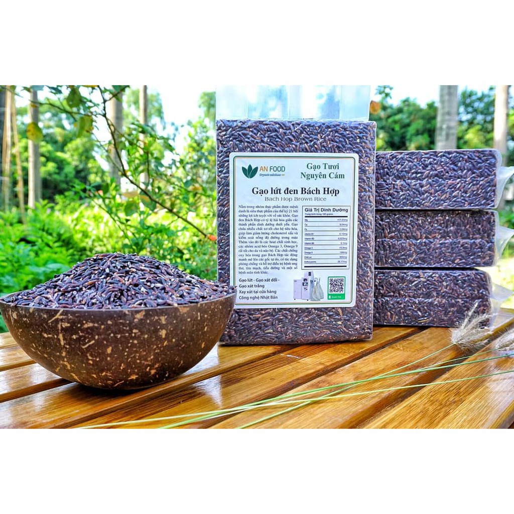 Gạo lứt đen Bách Hợp Anfood túi 1kg ăn kiêng, giảm cân.