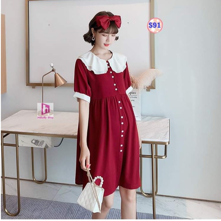 Váy bầu công sở cổ 2lop hàng đẹp