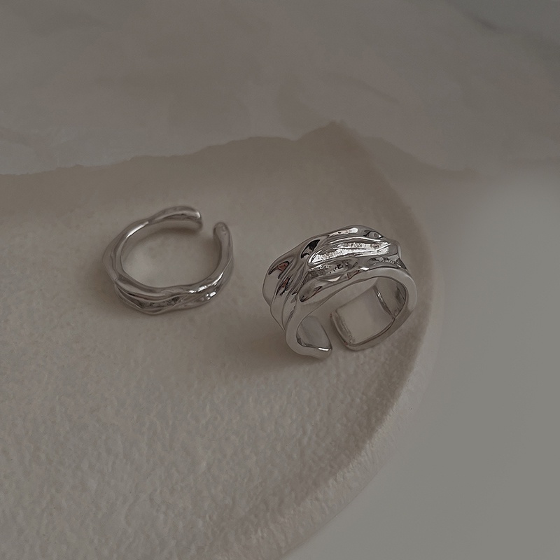 Nhẫn Xếp Ly Bất Đối Xứng Phong Cách hip hop Đường Phố Cá Tính Cho Nam Và Nữ