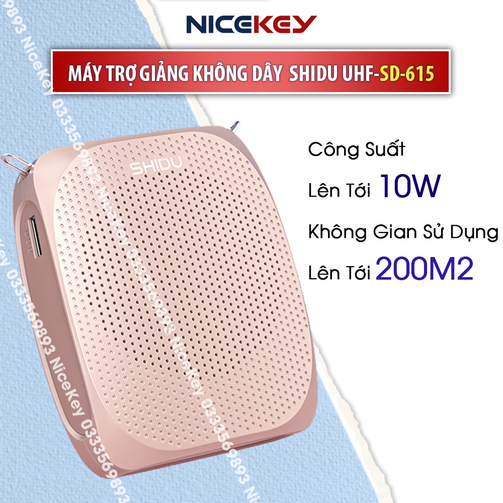 Máy Trợ Giảng SHIDU SD-S615 Không Dây Sóng UHF, Có Dây, Âm lượng lớn 10W, Bảo hành 12 Tháng