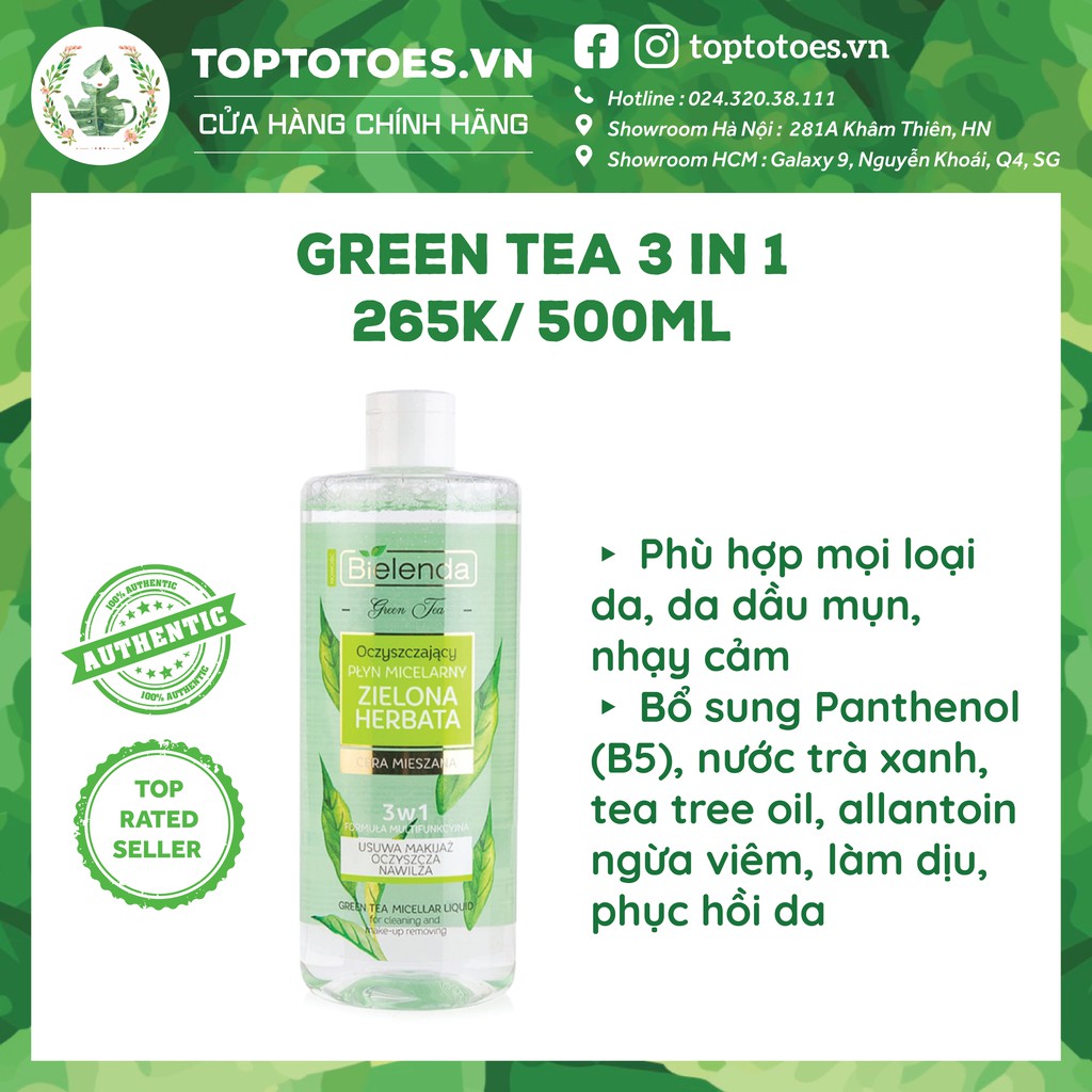 Nước tẩy trang Bielenda Botanical Clays/ Green Tea 500ml làm sạch sâu da | BigBuy360 - bigbuy360.vn