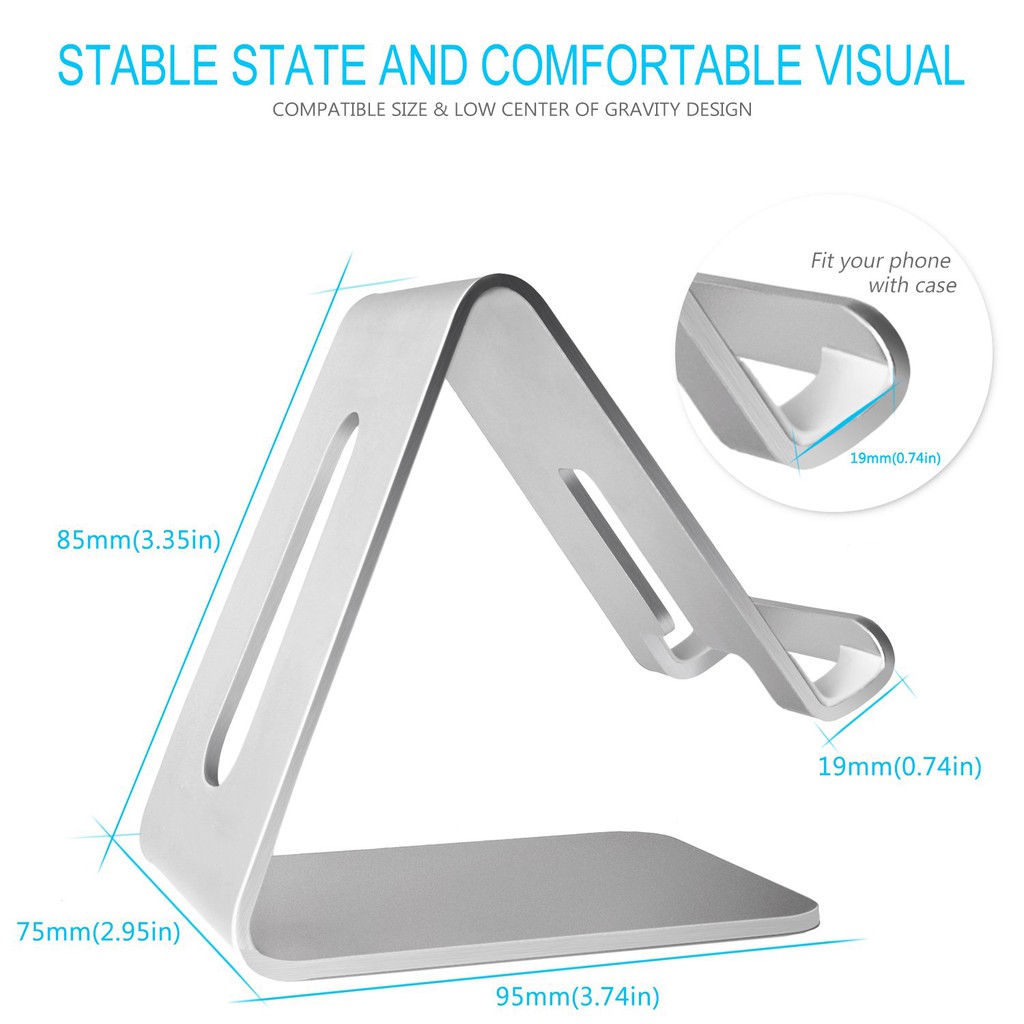 Đế nhôm trơn giữ điện thoại di động