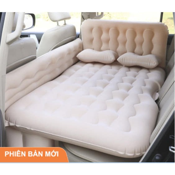 Giường Nệm Hơi Ô Tô Tiện Dụng Cao Cấp PHIÊN BẢN MỚI (vải nhung, chân đệm rời, có tựa lưng, có thanh chặn trẻ em)
