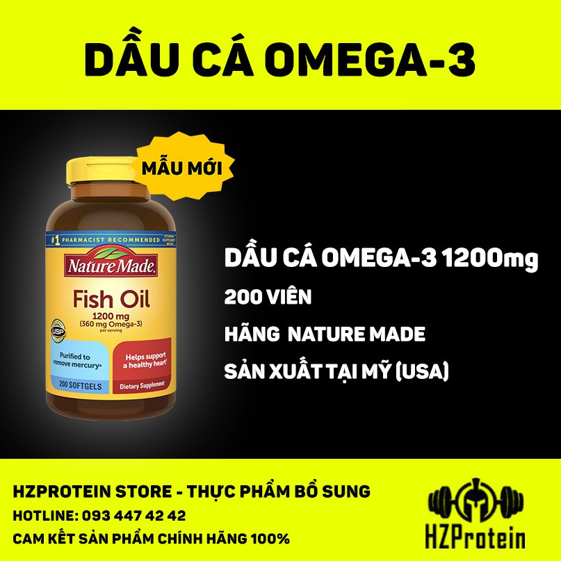 [Mã 66FMCGSALE hoàn 8% xu đơn 500K] NATURE MADE OMEGA 3 1200MG - DẦU CÁ CHẤT LƯỢNG CAO (200 Viên) | BigBuy360 - bigbuy360.vn