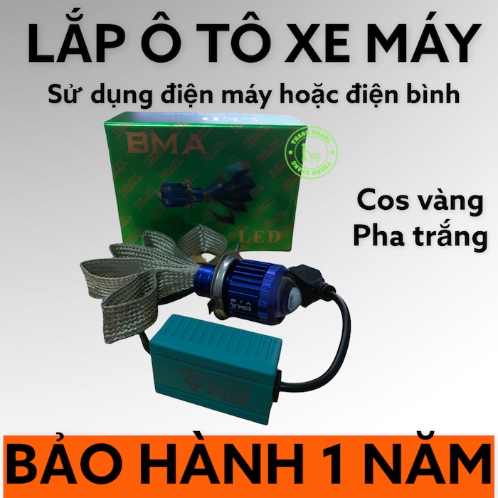 đèn led bi cầu h4 BMA-DPL-V1,đèn led cos vàng pha trắng chính hãng siêu sáng bảo hành 1 năm gắn pha xe máy Thanh Khang