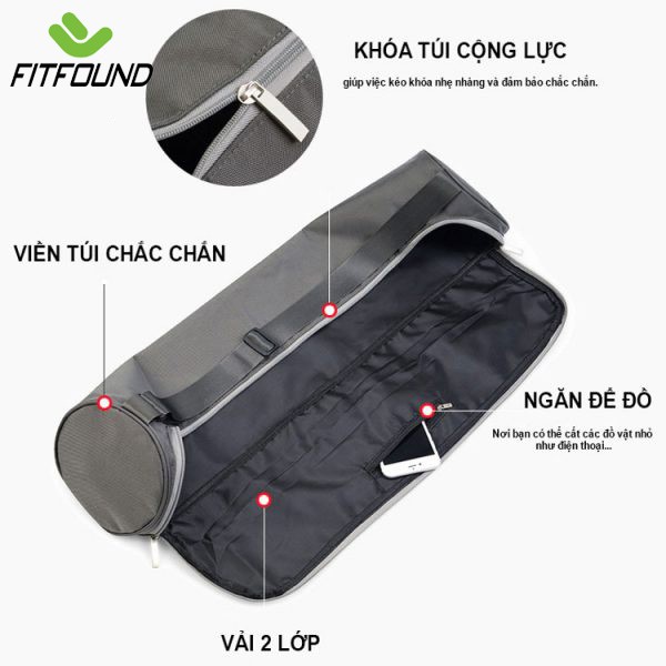 Túi đựng thảm tập yoga gym 2 lớp siêu bền chống nước cao cấp có ngăn nhỏ để điện thoại chìa khóa