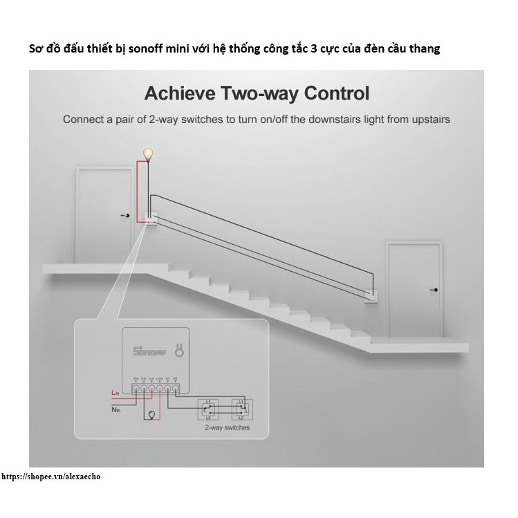 Công tắc  wifi DIY  sonoff mini (dễ dàng nâng cấp hệ thống công tắc cầu thang thành hệ thống thông minh )