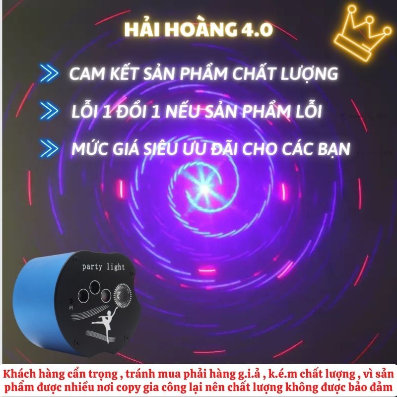 Đèn Bay Phòng Theo Nhạc Có Laser Màu Xanh Dương Dùng Cho Phòng Karaoke, Sân Khấu , Đèn Laser Phòng Bay 8 Mắt