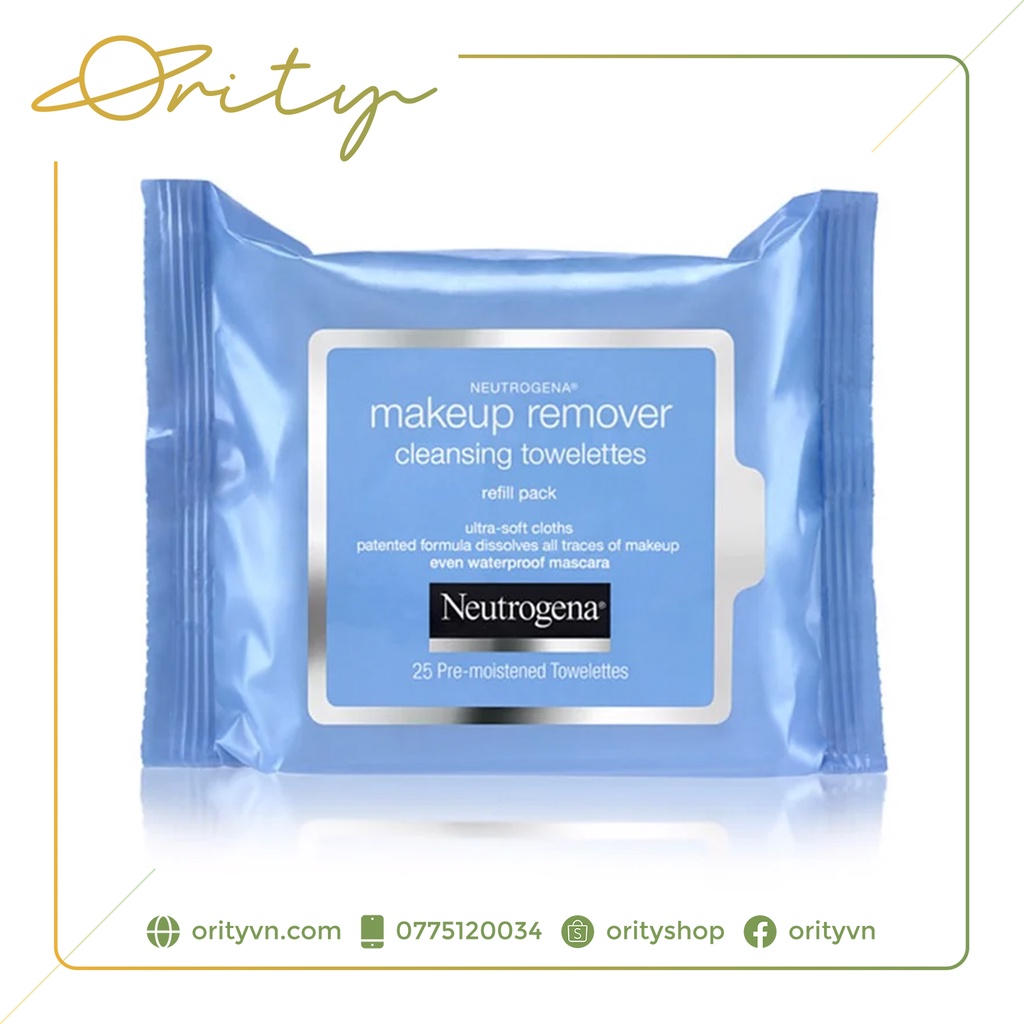 Khăn giấy tẩy trang Neutrogena Makeup Remover Ultrasoft Cleansing Towelettes - 25 tờ