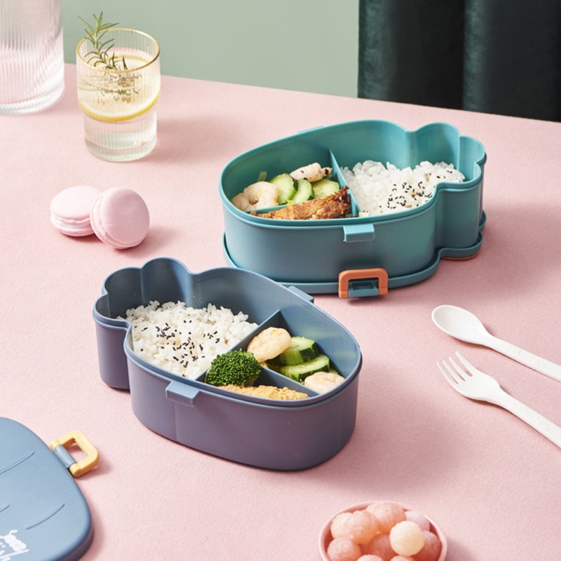 Hộp Đựng Cơm Trưa Thiết Kế Nhỏ Gọn Màu Trơn Dễ Thương Kèm Chốt Tiện Dụng Cho Học Sinh