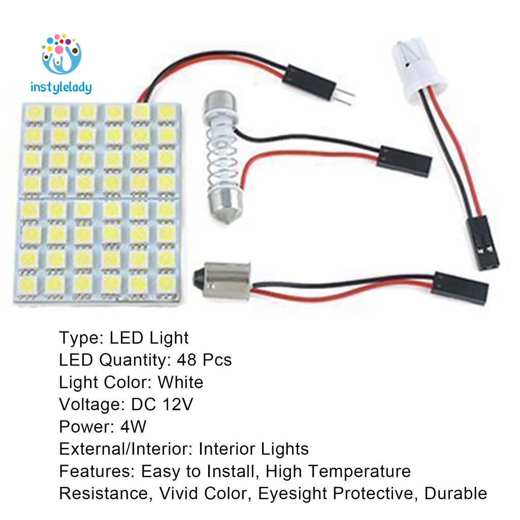 Bảng đèn LED SMD 48leds T10 4W 12V ánh sáng trắng cao cấp cho xe ô tô