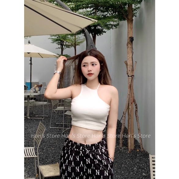 ÁO CROP cutout 1 bên CHẤT GÂN LEN DÀY CO GIÃN TỐT