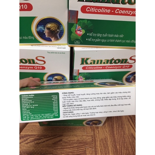 Hoạt huyết dưỡng não kanaton S ,giúp ngủ ngon giảm nguy cơ hình thành cục máu đông.