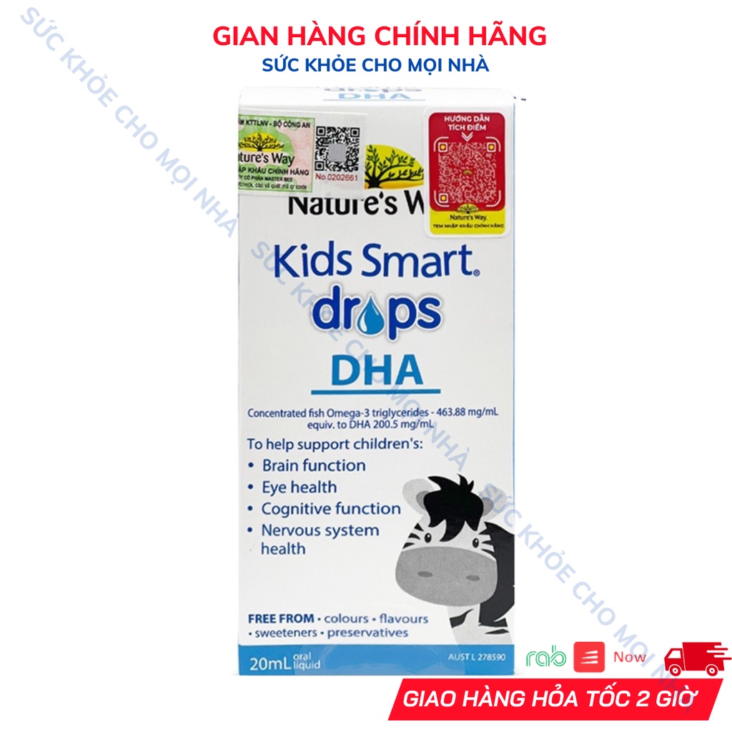 DHA Nature's Way Kids Smart Drops DHA Dạng Giọt Giúp Tăng IQ, Phát Triển Não Bộ Cho Bé 20ml