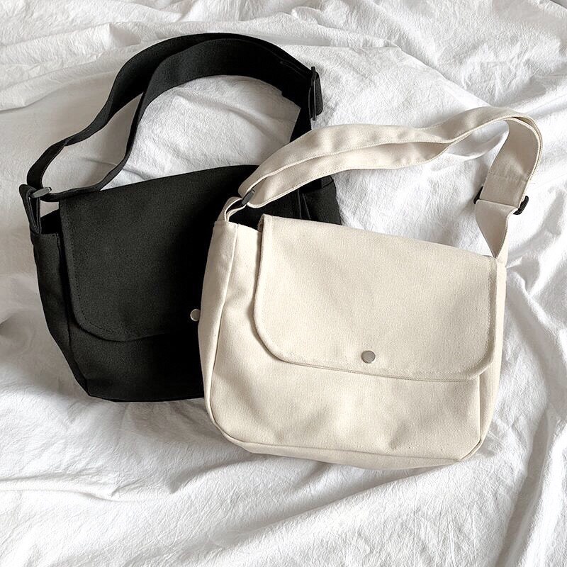 Túi tote vải canvas đeo chéo đi học unisex, túi Tote dây rút phong cách Hàn Quốc 203TOTE