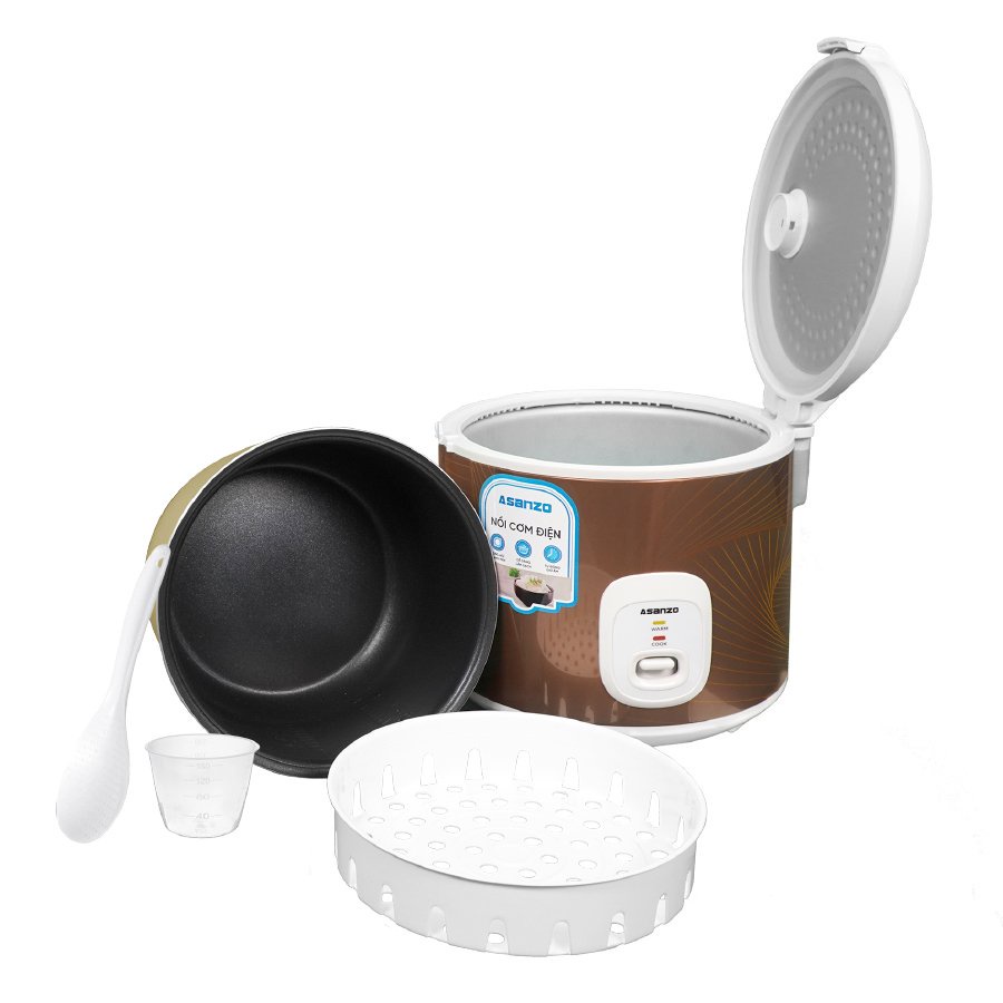 Nồi Cơm Điện Nắp Gài ASANZO RC18G20 (1.8L) Lòng Nồi Tráng Men HÀNG CHÍNH HÃNG