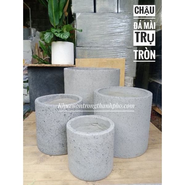 Chậu đá mài trụ tròn 20x20cm